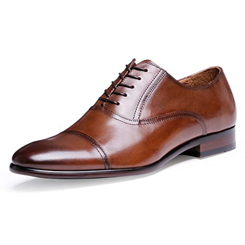 DESAI Herren Derby Schnürhalbschuhe Elegant Klassischer Brogue-Stil Hochzeit Leder Schuhe Abendschuhe, Braun, 38 EU von DESAI