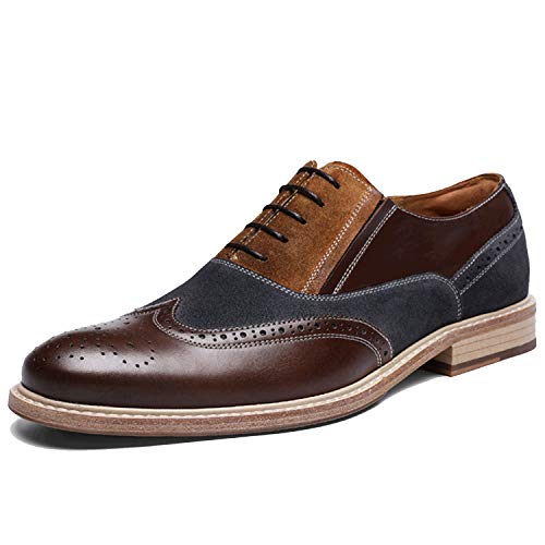 DESAI Herren Leder Oxford Freizeit Derby Braun Schnürschuh，39 EU von DESAI