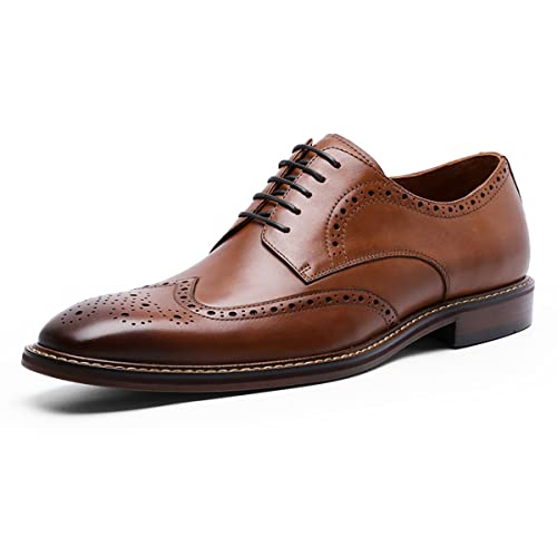 DESAI Herren Schnürhalbschuhe Brogue Abendschuhe Anzugschuhe Formelle Italienische Geschäft Hochzeitsschuhe, Braun, 40 EU von DESAI