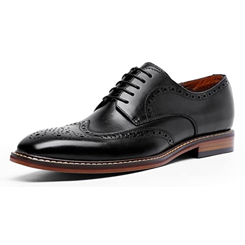 DESAI Herren Schnürhalbschuhe Brogue Abendschuhe Anzugschuhe Formelle Italienische Geschäft Hochzeitsschuhe, Schwarz, 44 EU von DESAI