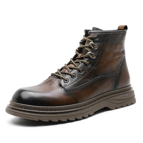 DESAI Herren Stiefeletten Gefüttert Winterschuhe Leder Boots mit Gummisohle Atmungsaktiv, Formelle Business Kleiderschuhe, Braun, 42 EU von DESAI