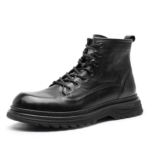 DESAI Herren Stiefeletten Gefüttert Winterschuhe Leder Boots mit Gummisohle Atmungsaktiv, Formelle Business Kleiderschuhe, Schwarz, 41 EU von DESAI