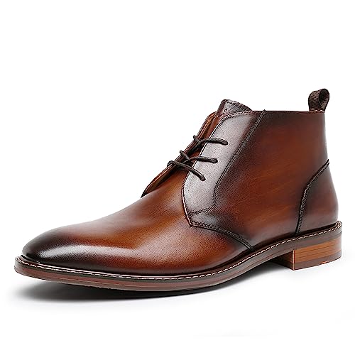 DESAI Herren Stiefeletten Schnürhalbschuhe Businessschuhe Klassischer Lederstiefel, Braun, 42 EU von DESAI