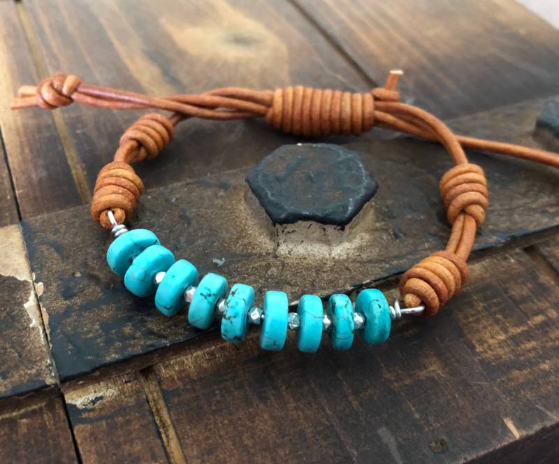 Türkis Und Sterling Silber Leder Armband von DESIGNbyANCE