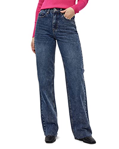 DESIRES Damen Koral Jeans mit Weitem Bein Blau 34 von Desires