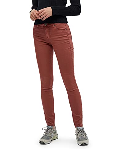 Desires Lola Garment Dye Midwaist Damen Jeans Größe 27 | Braun Jeans Damen | Damen Jeans Stretch Mittel Tailliert | Jeanshose Damen Mit Enger Passform | Allseitige Hose Damen Mit Taschen von Desires