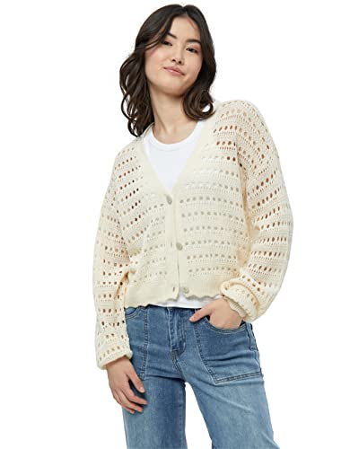 DESIRES DamenLangärmelige Strickjacke, Weiße Pfingstrose, XXL von Desires