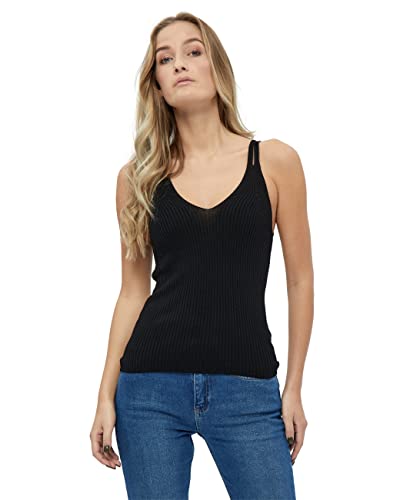 Desires Geisha Rib Damen Top Größe XS | Schwarze Tops Damen | Basic Damen Unterhemden Ohne Ärmel | Trägertop Damen | Frühling Damen Oberteile von Desires