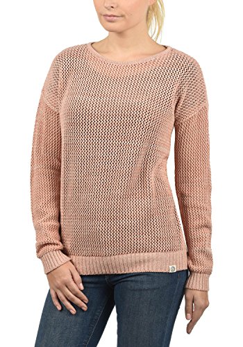 Desires Lea Damen Strickpullover Feinstrick Pullover Mit Lochstrickmuster Und Rundhals Aus 100% Baumwolle Loose Fit, Größe:L, Farbe:Ma Rose M. (4203M) von Desires