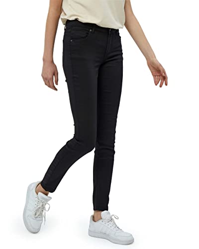 Desires Lola Garment Dye Midwaist Damen Jeans Größe 26 | Schwarze Jeans Damen | Damen Jeans Stretch Mittel Tailliert | Jeanshose Damen Mit Enger Passform | Allseitige Hose Damen Mit Taschen von Desires