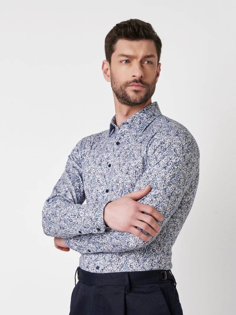 DESOTO - Casual Kent 1/1 white blue flowers - Gr. - L von DESOTO