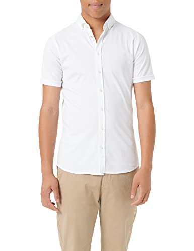 DESOTO Herren Halbarm Hemd mit Modern Button Down Kragen - BÜGELFREI - 21031-001 Weiß Gr. XL (43/44) von DESOTO