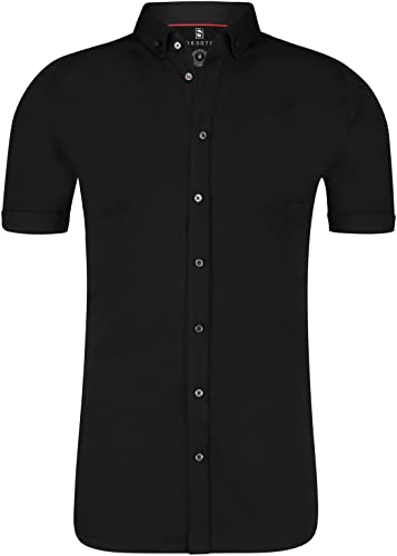 DESOTO Herren Halbarm Hemd mit Modern Button Down Kragen - BÜGELFREI - 21031-3 (3XL, Schwarz (081)) von DESOTO