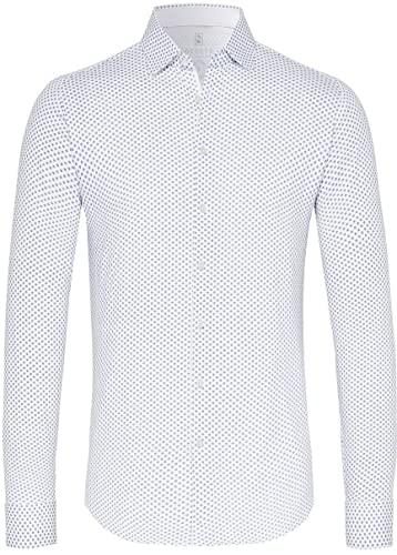 Desoto Herren Hemd Kent 1/1 gepunktet White with Blue dots - L von De Soto