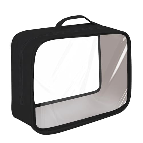 DESSERT OFFENSIVE Transparenter Reise-Kulturbeutel, wasserdicht, PVC, Kosmetik-Organizer mit Griff, große Kapazität, faltbarer Kulturbeutel für Damen, Reisen, leicht zu reinigen, transparentes Design von DESSERT OFFENSIVE