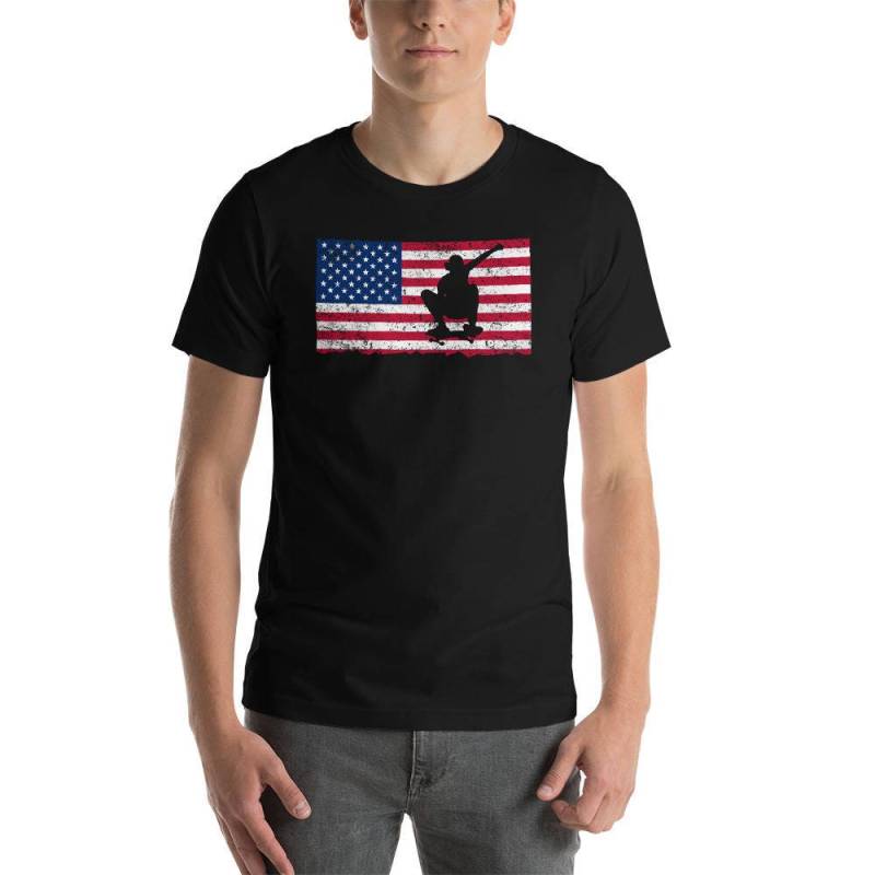 American Flag Skateboarding Patriotic Short-Sleeve Unisex T-Shirt von DESTENYByAngel