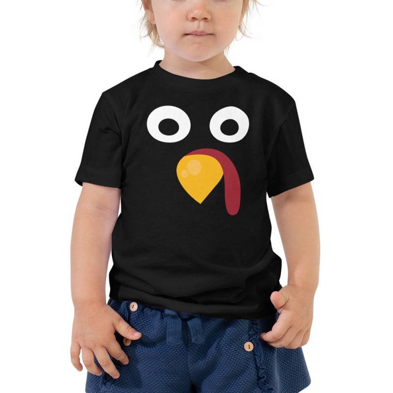 Glücklich Thanksgiving-Truthahn Gesicht Lustiges Geschenk Kleinkind Kurzarm T-Shirt von DESTENYByAngel