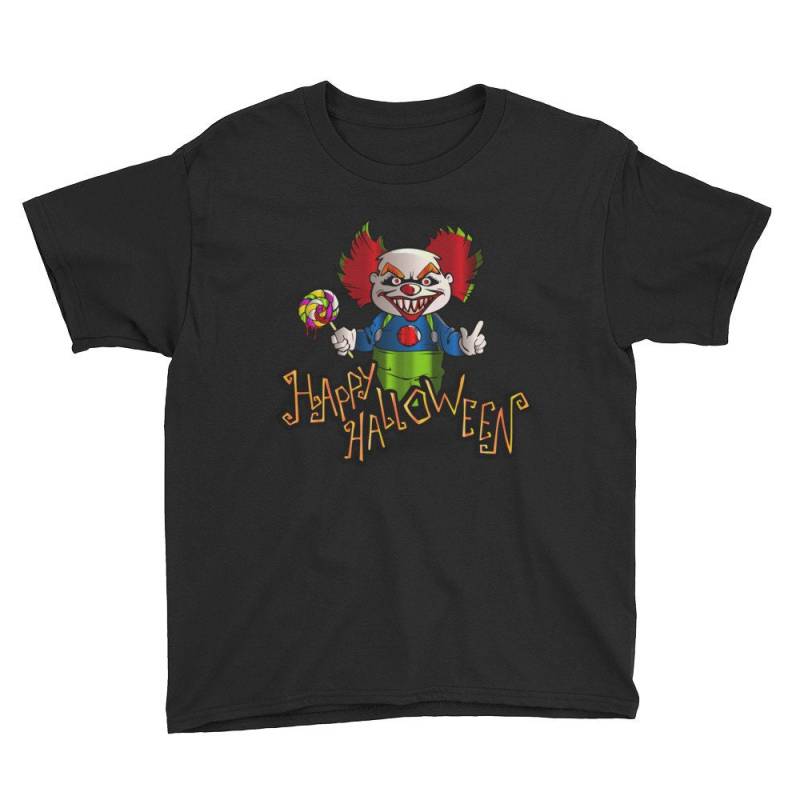 Happy Halloween Lustige Böser Clown Essen Lollipop Candy Jugend Kurzarm T-Shirt von DESTENYByAngel