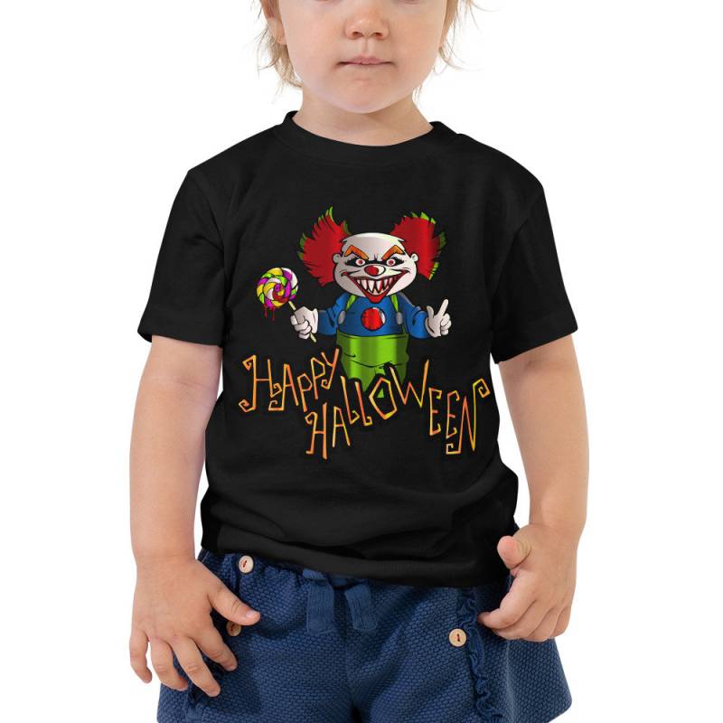 Happy Halloween Lustige Böser Clown Essen Lollipop Candy Kleinkind Kurzarm T-Shirt von DESTENYByAngel