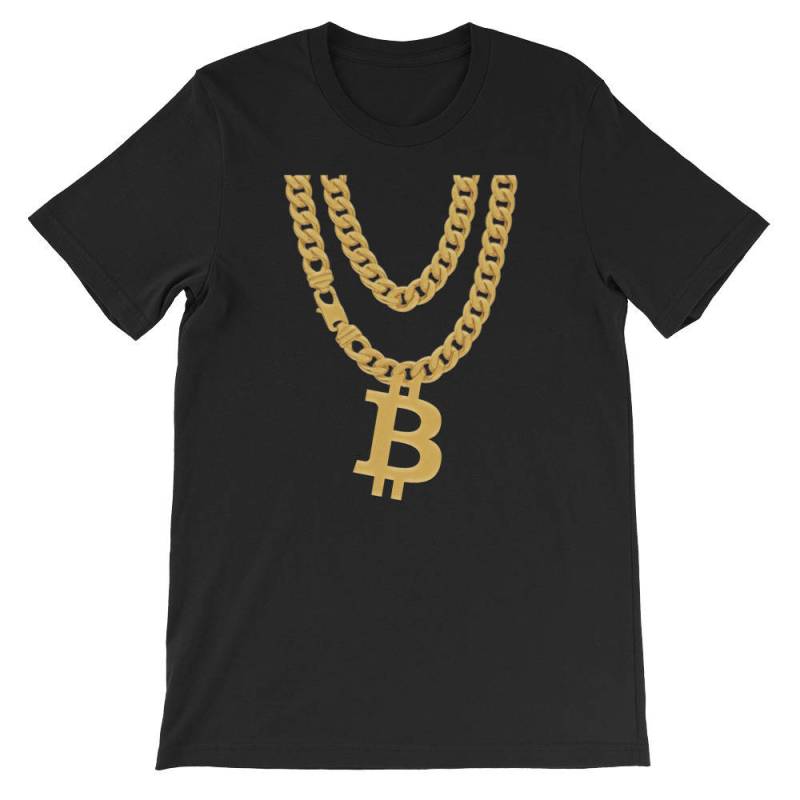 Lustiges Bitcoin-Goldkette Cryptocurrency Necklace Short-Sleeve Unisex T-Shirt von DESTENYByAngel