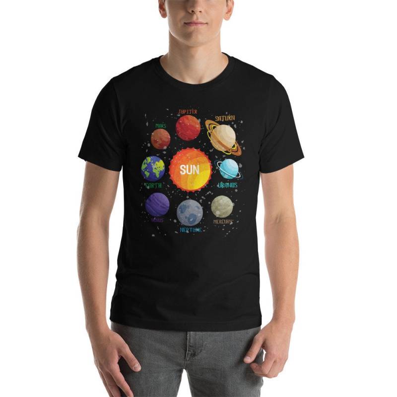 Sonnensystem Planeten Geschenk Kurzarm Unisex T-Shirt Sonnensystem Planeten Geschenk Kurzarm Unisex T-Shirt von DESTENYByAngel