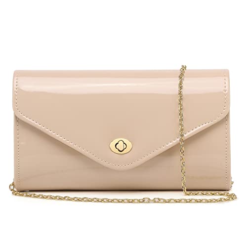 Clutch für Damen, aus Lackleder, stilvolle Schultertasche, für Dating, Hochzeit, Party, Abschlussball, Nude 3008 von DETARA