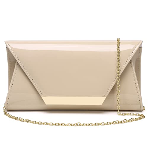 Lackleder-Umschlag-Clutch, Damen-Handtasche, stilvolle Umhängetasche, Geldbörse für Weihnachten, Hochzeit, Party, Abschlussball, Nude E von DETARA