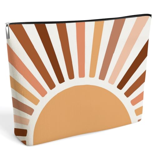 DETIHO Sunshine Make-up-Tasche, Vintage-Kosmetiktasche, großes Fassungsvermögen, bunt, modern, Boho-Sonne, Make-up-Tasche, Reise-Toilettenartikel, Reißverschlussbeutel, Geschenk für Frauen, A11, Bunt von DETIHO