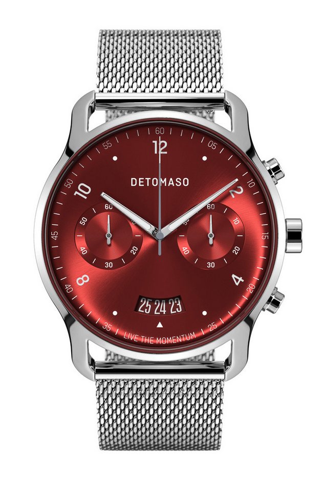 DETOMASO Quarzuhr SORPASSO CHRONO LE SILVER RED von DETOMASO
