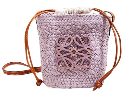 DETPWVWB Handgefertigte gewebte Strohtaschen for Damen | Seaside Holiday Schultertasche(Purple) von DETPWVWB