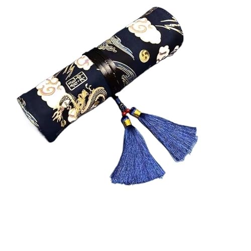 DETPWVWB National Trend Federmäppchen im antiken Stil, schwarz – Schreibwarentasche aus Segeltuch mit großer Kapazität for Studenten und Berufstätige(Dragon) von DETPWVWB