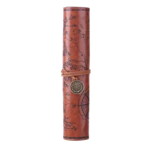DETPWVWB Traditionelles Federmäppchen im chinesischen Stil | Rindsleder | Literarisches Retro-Design | Braun(Dark Brown) von DETPWVWB