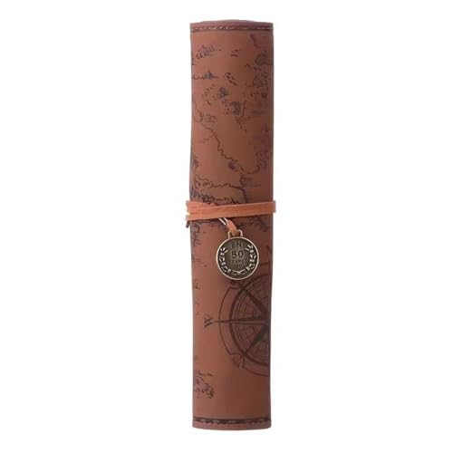 DETPWVWB Traditionelles Federmäppchen im chinesischen Stil | Rindsleder | Literarisches Retro-Design | Braun(Dark Coffee Brown) von DETPWVWB