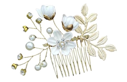 Eleganter Haarschmuckkamm im chinesischen Stil – Perlen-Haarschmuck for Brautjungfern for Hochzeiten und besondere Anlässe(White) von DETPWVWB