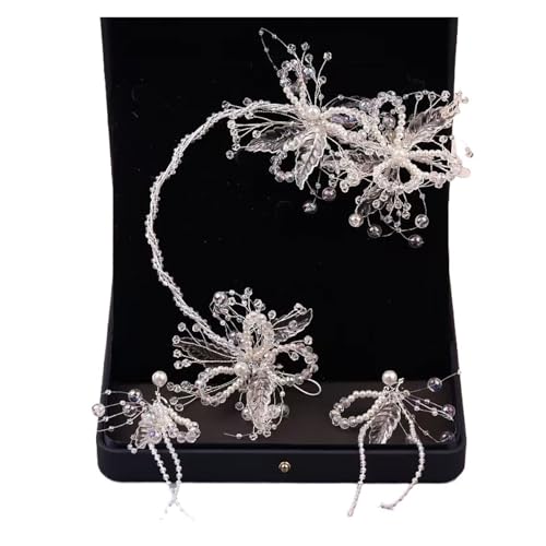 Eleganter Perlen-Haarkamm for Hochzeiten | Haarschmuck for die Braut | Seitliche Kammclips for Bräute und Brautjungfern(Crystal) von DETPWVWB