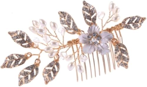 Eleganter goldener Haarkamm for die Hochzeit – Braut-Haarschmuck mit floralem Design – Perfekt for Bräute und Brautjungfern von DETPWVWB