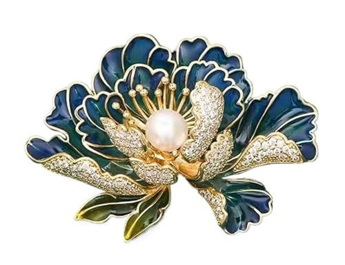 Exquisite Pfingstrosenbrosche – Hochwertige Blumenbrosche for ein elegantes Modestatement(Blue) von DETPWVWB