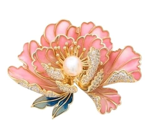 Exquisite Pfingstrosenbrosche – Hochwertige Blumenbrosche for ein elegantes Modestatement(Pink) von DETPWVWB