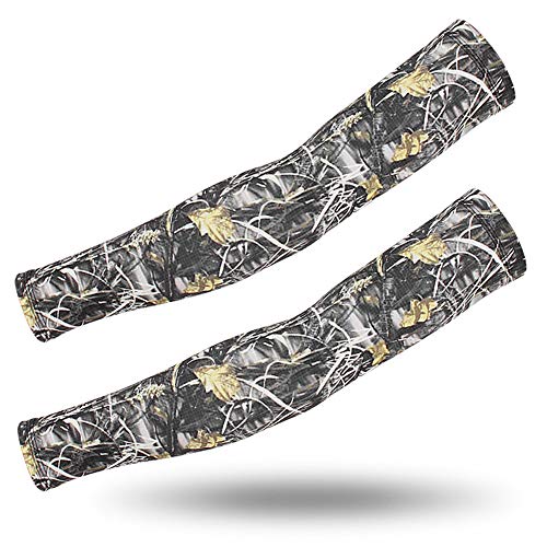 DETUCK Arm Ärmel Ärmlinge, Tarnung Armwärmer Sleeves UV Sonnenschutz Armstulpen, Arm Sleeves Kühlung UPF 50+, Kompressions Cover Armstulpen (ein Paar) (Verdorrte Tarnung, L) von DETUCK