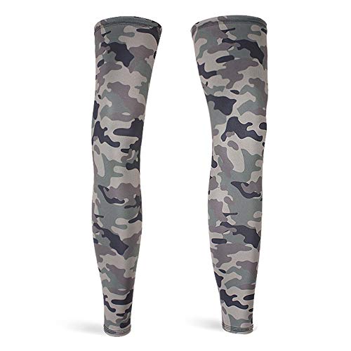 DETUCK Leg Warmers Tarnung Radsport Beinlinge, Leg Sleeves Beinärmel UV-Schutz UPF50+, Eis Seide, Kühlung, Beinwärmer für Herren Damen (ein Paar) (L, Armeegrüne Tarnung) von DETUCK