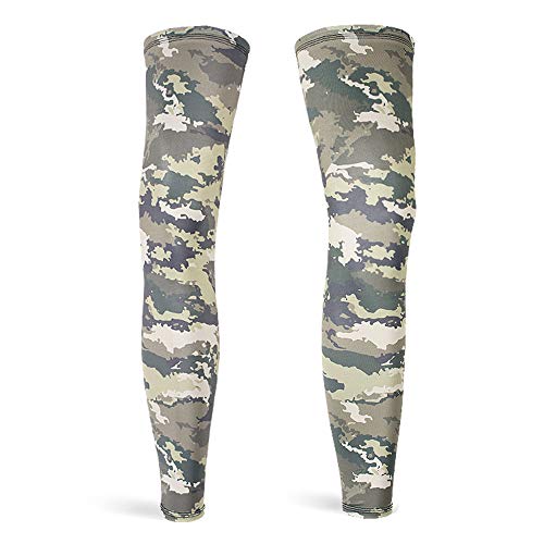 DETUCK Leg Warmers Tarnung Radsport Beinlinge, Leg Sleeves Beinärmel UV-Schutz UPF50+, Eis Seide, Kühlung, Beinwärmer für Herren Damen (ein Paar) (XXL, Braungrüne Tarnung) von DETUCK