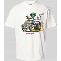 DEUS EX MACHINA T-Shirt mit geripptem Rundhalsausschnitt Modell 'Celestial' in Offwhite, Größe XXL von DEUS EX MACHINA