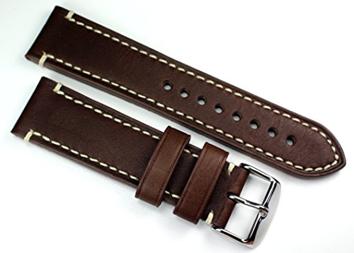 24mm Vintage Catalonia Fliegeruhren Retro Look Band braun Weiße Naht 24mm Vintage Catalonia Fliegeruhren Retro Look Band braun Weiße Naht von DEUTSCH