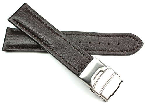 Sulla 22mm Genuine Leder Uhrenarmband mit Edelstahl Faltschließe dunkel braun von DEUTSCH