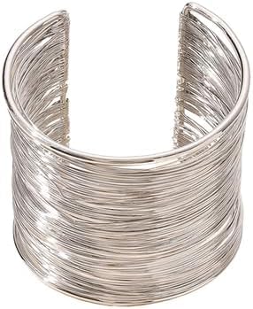 DEVALL STYLE Goldener Armreif für Frauen – verstellbare breite Draht-Wickelarmbänder, offener Handgelenkmanschetten-Schmuck, open, Edelstahl, Kein Edelstein von DEVALL STYLE