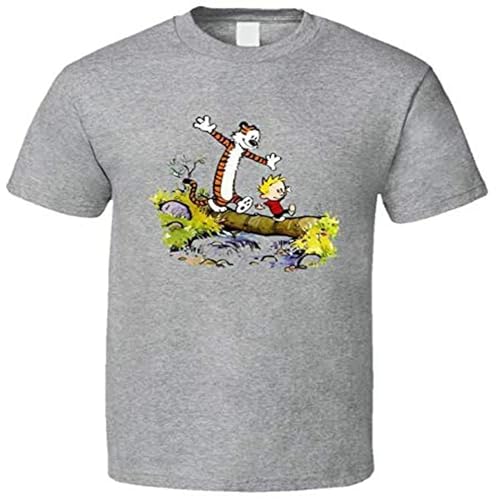 Calvins and Hobbes Bridge Tree T Shirt Casual Round Neck Grey L Calvins and Hobbes Bridge Tree T Shirt Casual Round Neck Grey L von DEVELL