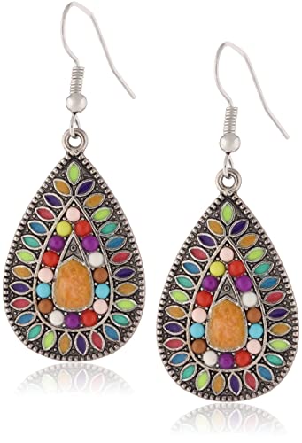 Silber 925 Bohemian Ethnic Style Ohrringe - Hängend Mit S925 Silber Haken, Boho Bead Drop für Frauen Mädchen - Jahrestag, Geburtstag, Muttertag, Weihnachten von DEVEYHOT