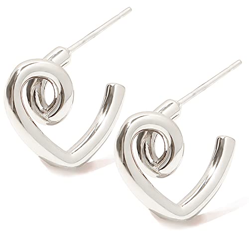 Ohrstecker für Damen Einfache Liebesohrringe S925 Silber Nadelohrringe Persönlichkeit Kreative Ohrringe für Damen Hochzeit Valentinstag Jubiläum Geburtstag Muttertag Weihnachten-Silber von DEVEYHOT