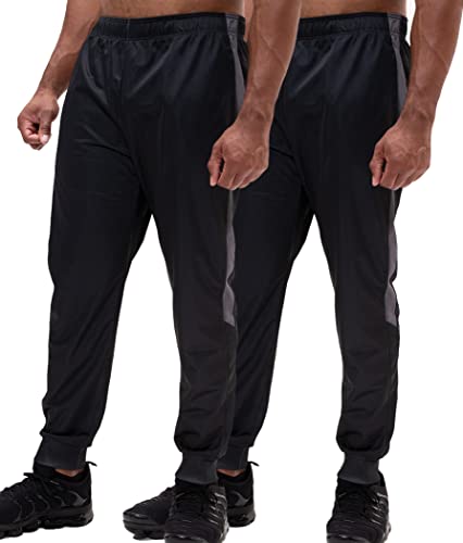 DEVOPS Herren Active Performance Workout Athletic Training Sweatpants Gymwear [2er-Pack], (2er-Pack) Schwarz/Schwarz, Mittel von DEVOPS
