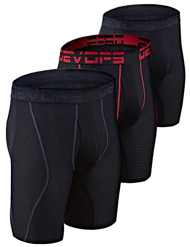 DEVOPS Herren Perfomance Cool Dry Mesh Unterwäsche Boxer Trunk 22,9 cm Slip (3er Pack) - Schwarz - Small von DEVOPS
